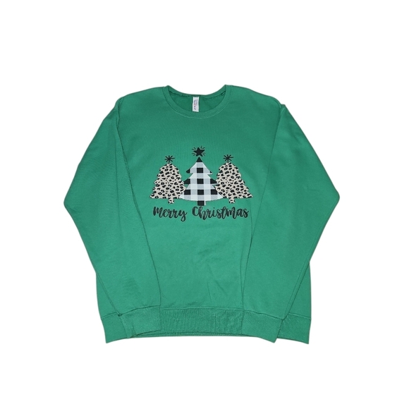 Jerzees Sweaters - Jerzees Green Merry Christmas Sweatshirt Size‎ Large